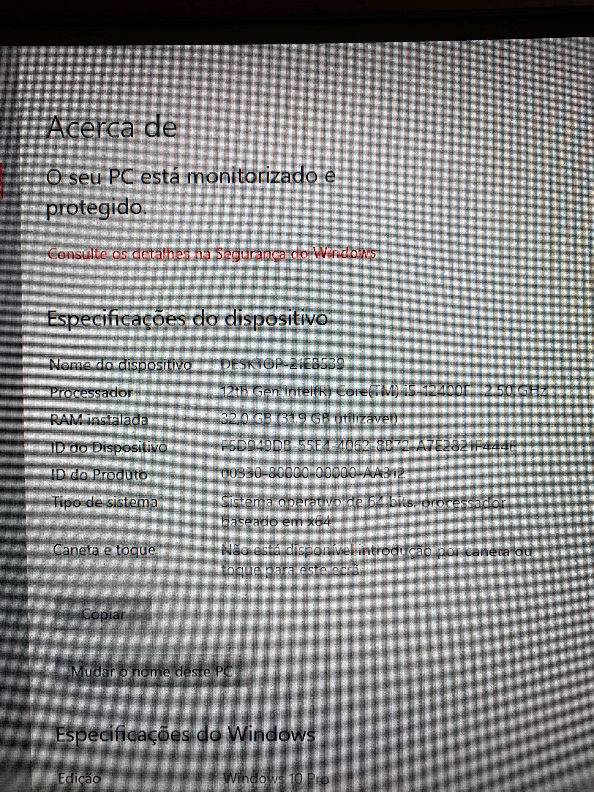 Computador i5 12ª Geração + RTX3060 TI + 32 GB RAM