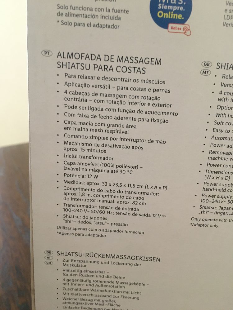 Almofadas de massagem para as costas