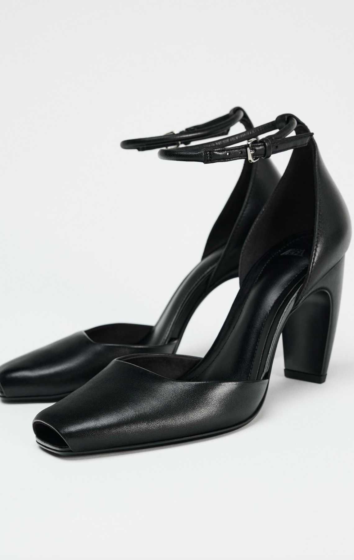 Босоніжки з натуральної шкіри ZARA туфли мюли лоферы боссоножки кожа
