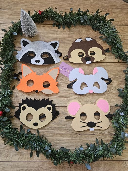 Дитяча детская маска з фетру тварин мишки корови коня зайця оленя тигр