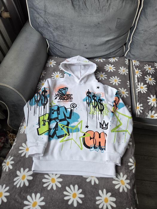 Super bluza graffiti kolorowa biała FSBN new yorker męska / chłopięca