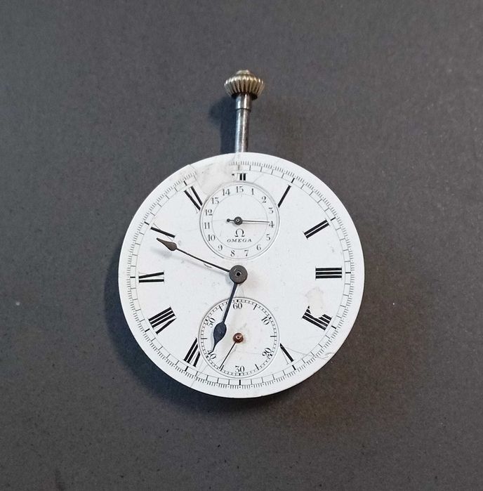 Raro movimento de cronógrafo de bolso OMEGA, no estado.