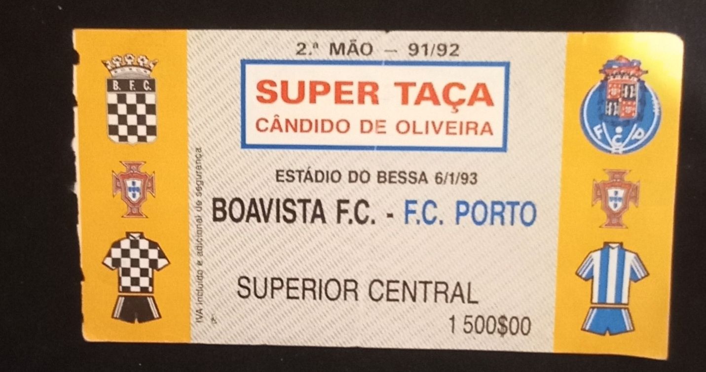 Bilhete do jogo de Futebol, Supertaça  época 91/92.