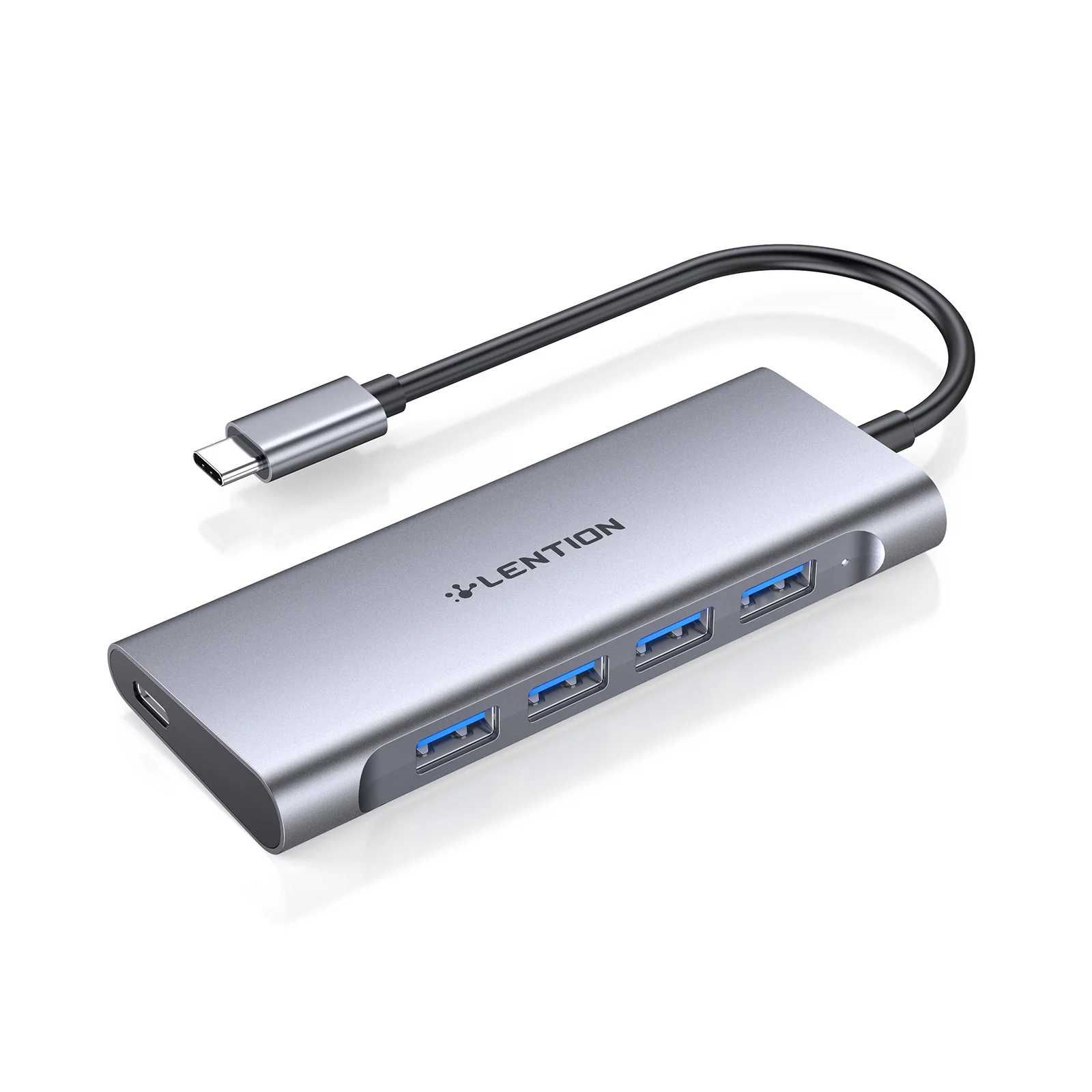 Hub USB C LENTION z 4 portami USB 3.0 i adapterem ładowania typu C