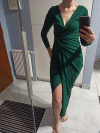 Dopasowana sukienka XS butelkowa zieleń piekna