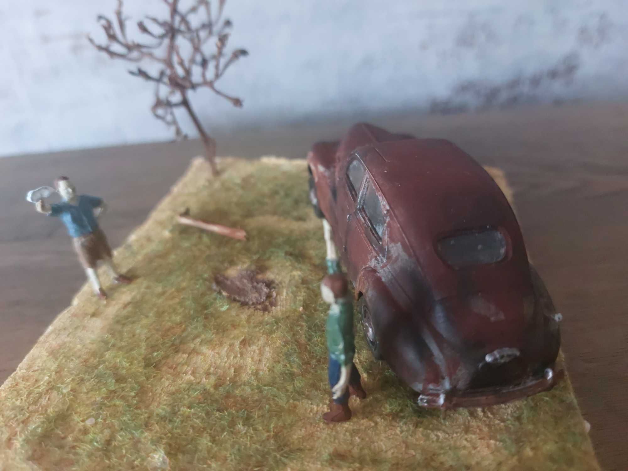 Diorama wrak Peugeot 203