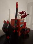 2 gatos de madeira decoração