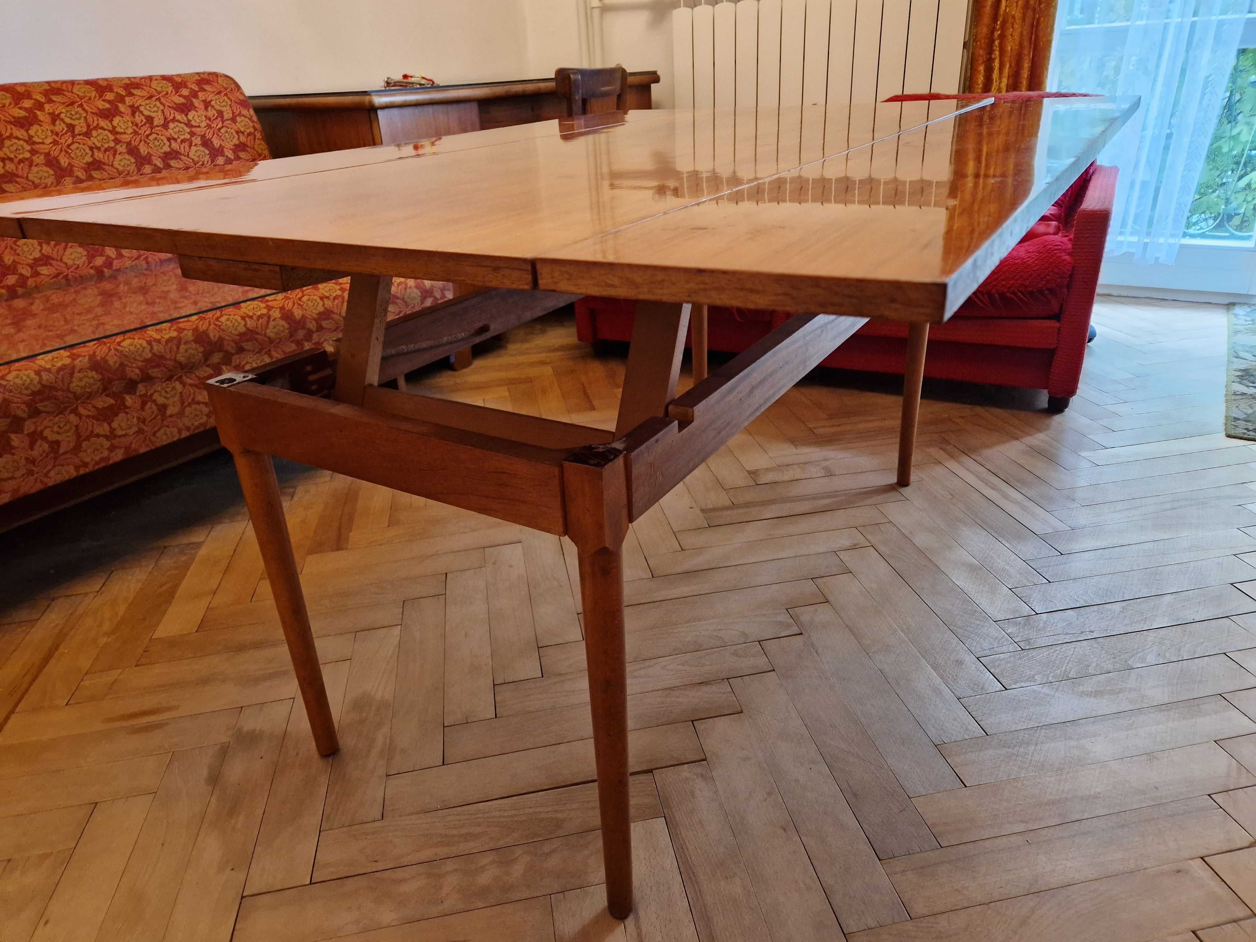 Ławo stół rozkładany lata 60-te z szybą