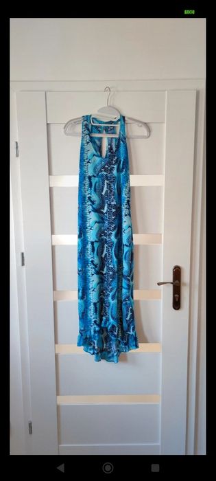 Sukienka na lato letnia midi niebieska wężowy print M/38/10