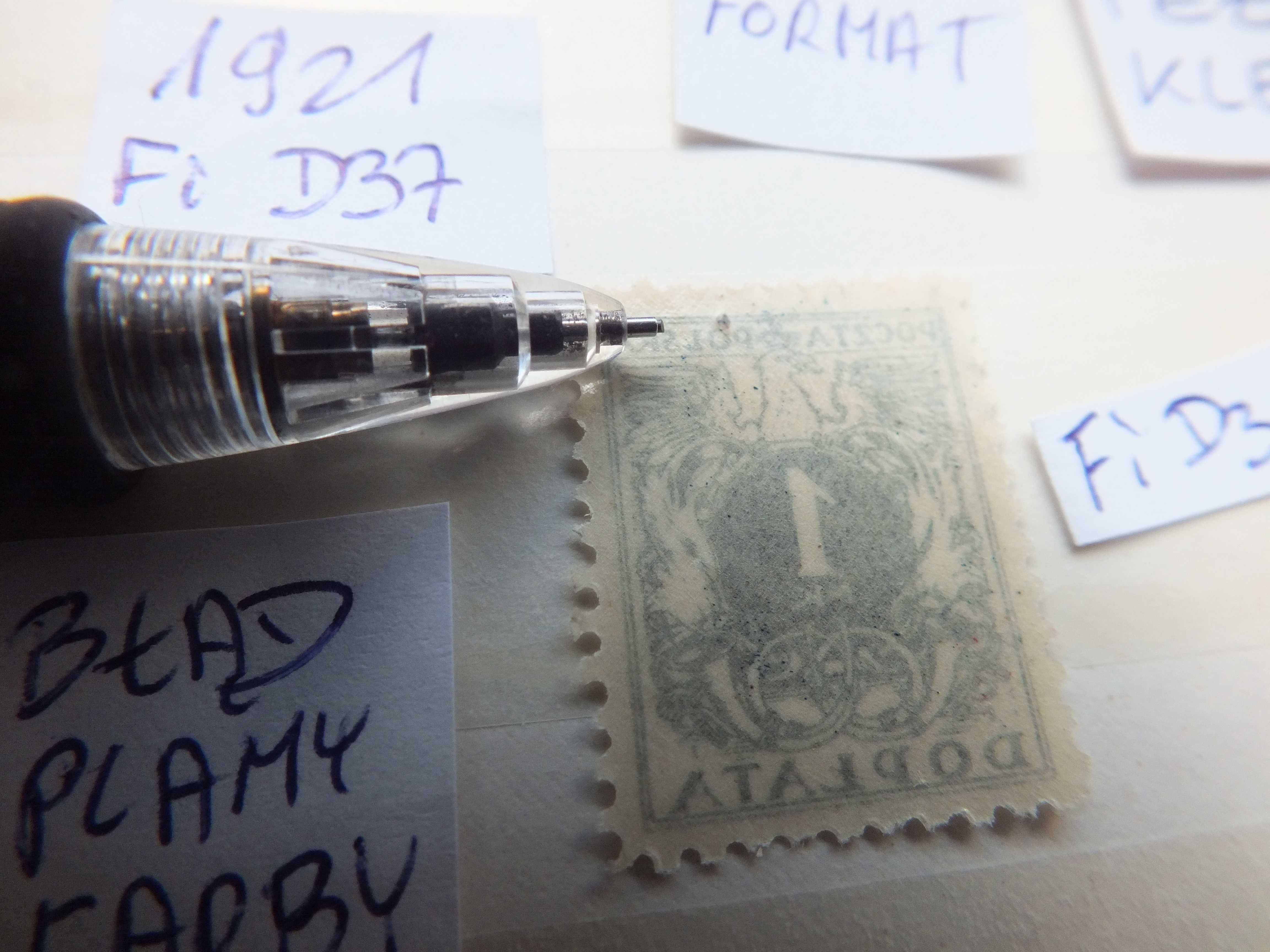 3szt. znaczki Fi D37 dopłata BŁĄD 1921r. Polska czyste ** PMW