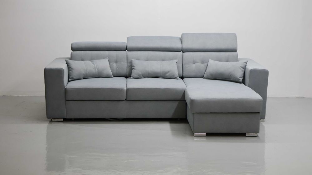 TMM NAROŻNIK funkcja spania pojemnik regulowane oparcie SOFA szara kol