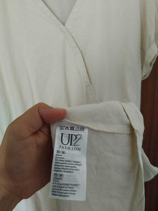 Vestido beje de linho