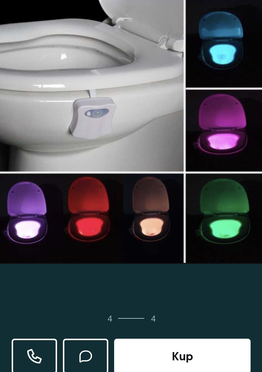 Podświetlenie WC 2x Lampka Nocna LED Czujnik Ruchu Wodoodporna 8 kolor