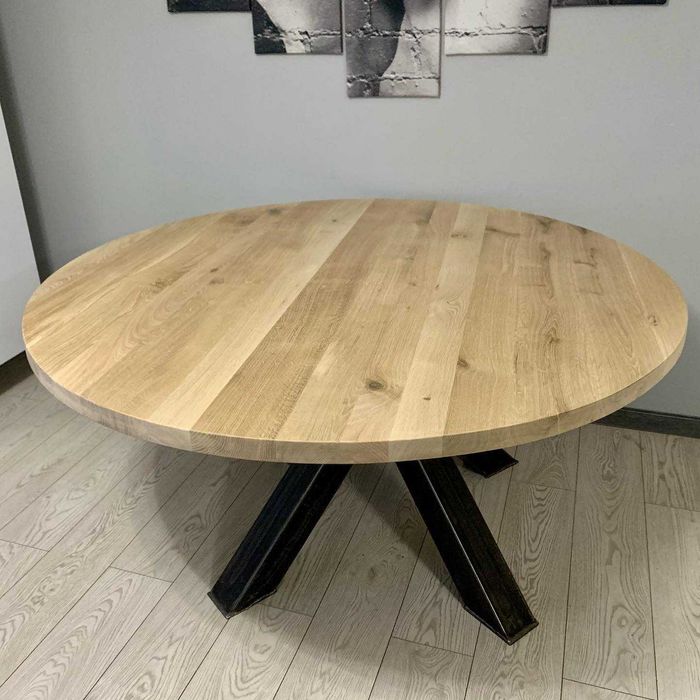Stół z litego drewna dębowego 80x160 cm + metalowe nogi