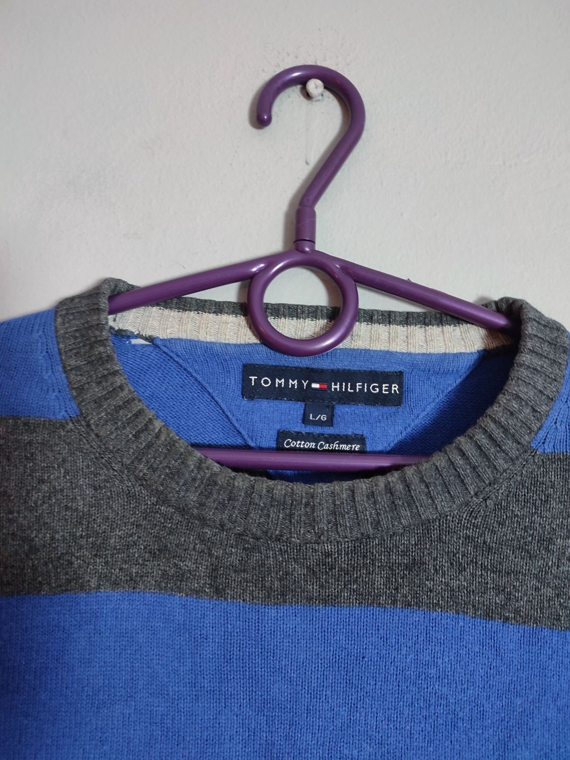 Sweter męski w paski Tommy Hilfiger bawełna kaszmir