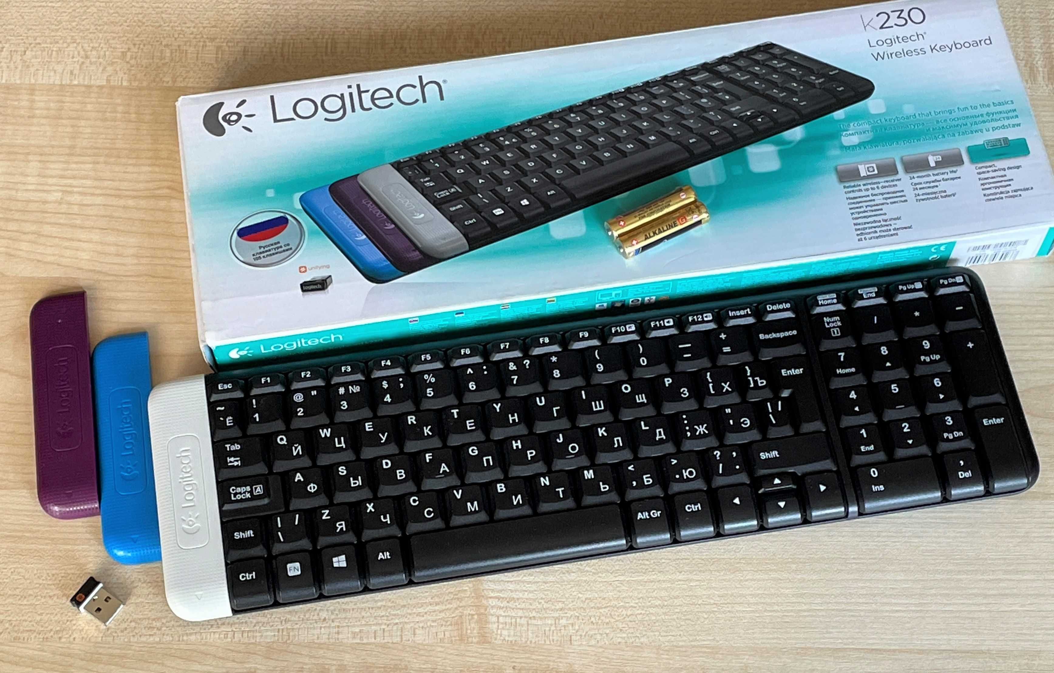 Беспроводная клавиатура Logitech K230 c приёмником Logitech Unifying.