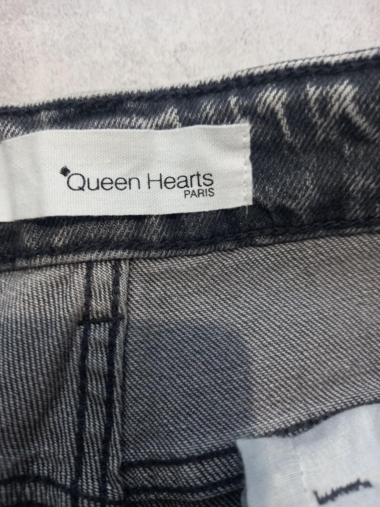 Spodnie jeansy damskie ciemny grafit Queen Hearts rozmiar S/36
