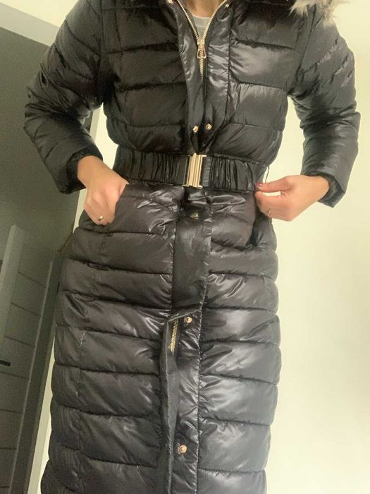 Стьобане пальто Sinsay з капюшоном, довге, на розмір М/38/46