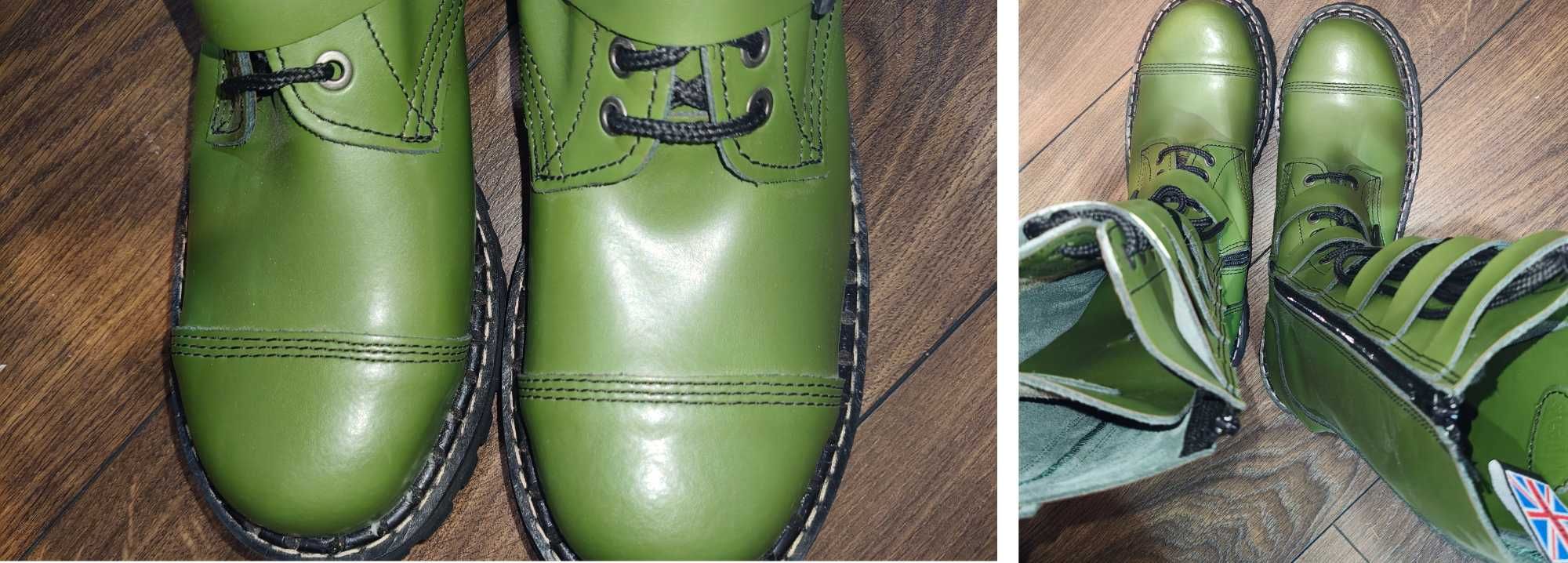 (Rezerwacja) NOWE Glany 46 Steady's  / 20 dziurek / 6 sprzączek / KHAK