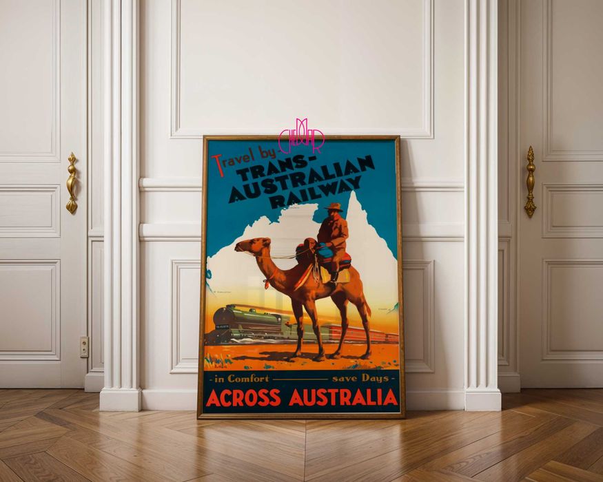 Plakat Vintage ,,Trans Australian Railway", Australia, bez ramki 50x70