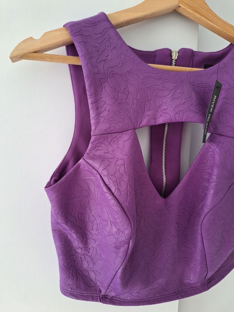 Nowy Fioletowy Crop Top r. L  River Island