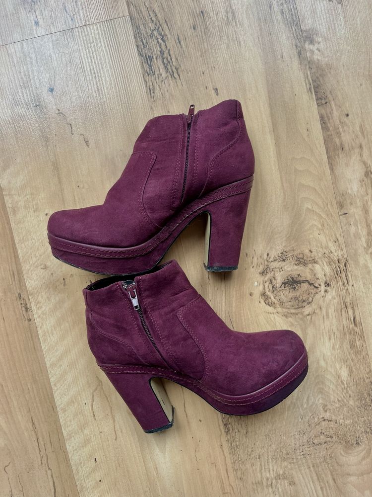 Botki River Island a’la zamszowe zamsz eko burgundy burgundowe 37