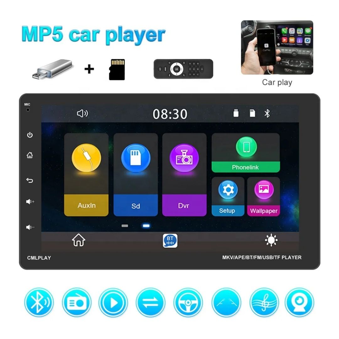 Rádio 1din com ecrã removível 9 polegadas Bluetooth FM USB Carplay