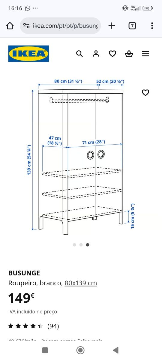 Roupeiro de criança IKEA