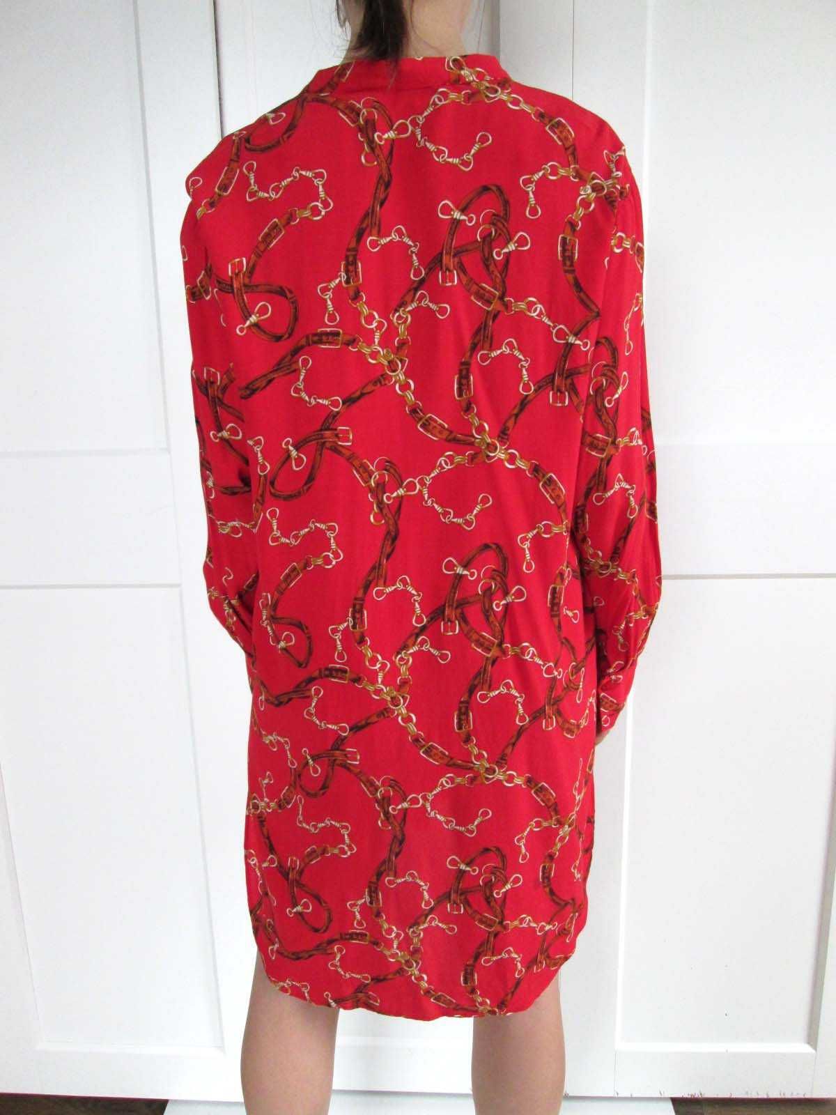 Zara krótka swobodna czerwona sukienka rozcięcia S M 36 38 NOWA