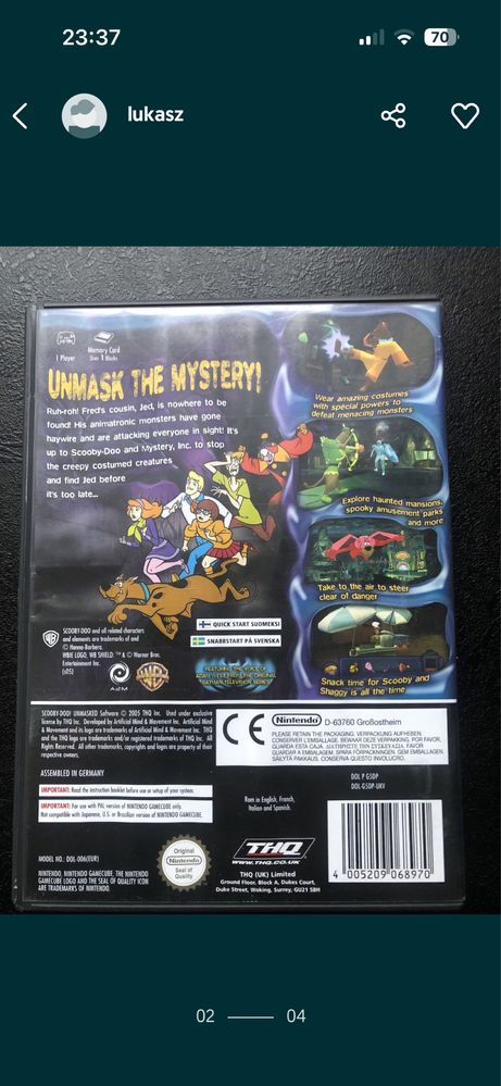 ScoobyDu Unmasked gamecube Jedyna