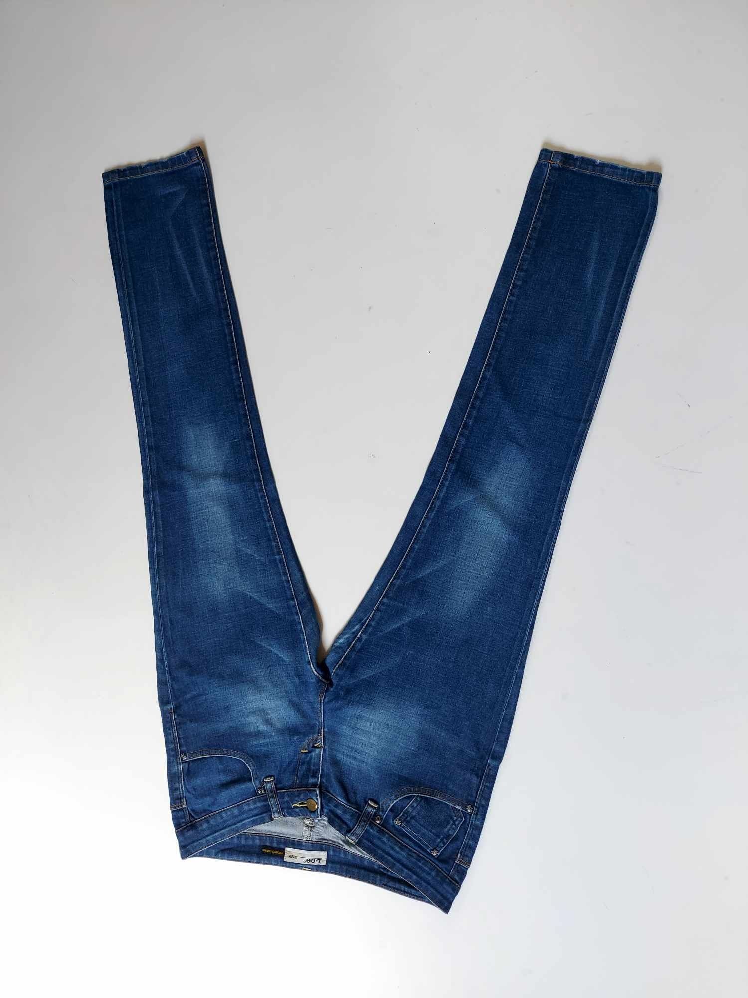 Niebieskie dopasowane jeansy proste dopasowane Lee 29 x 31