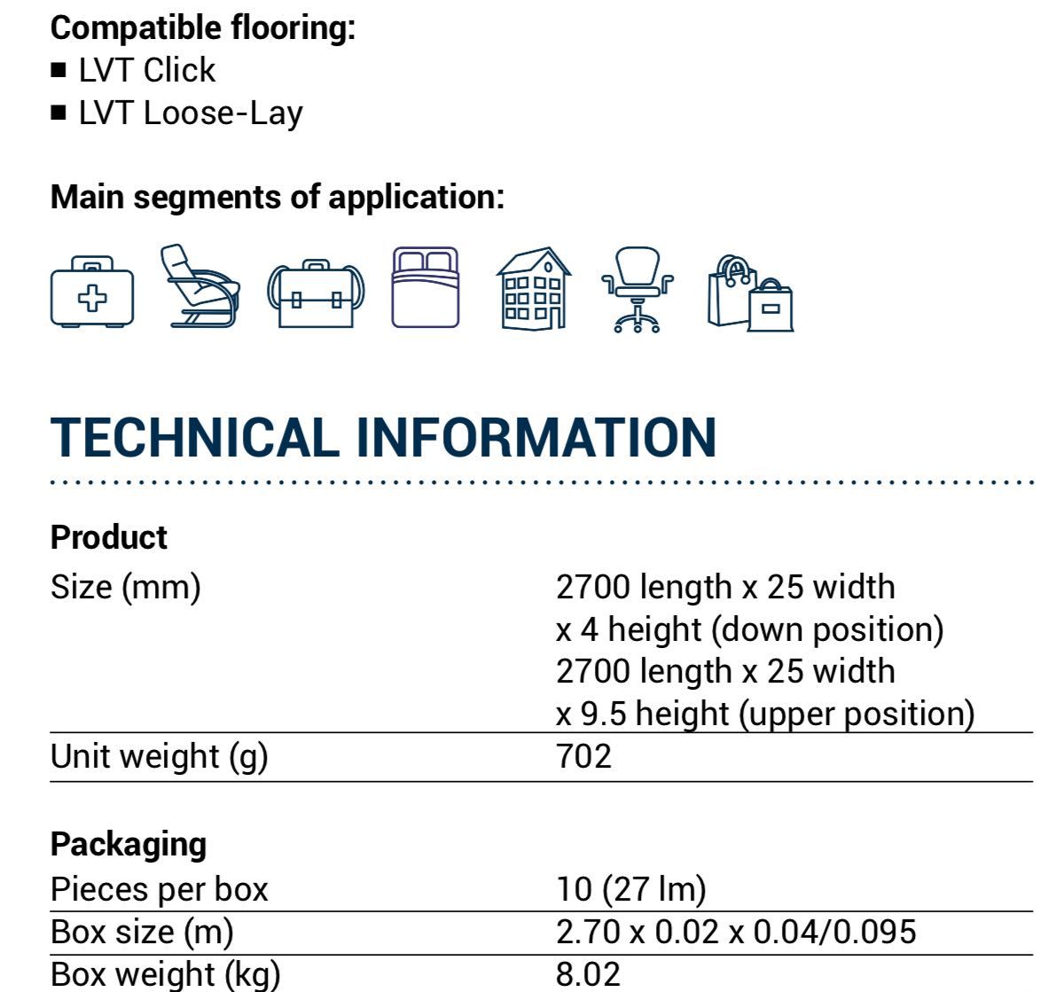 TARKETT Perfis Transição Aluminio pavimentos modulares LVT