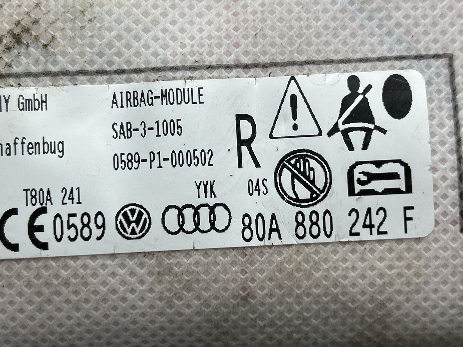 Подушка безопасности  правого сидения 80A880242F для Audi Q5 ІІ FY 201