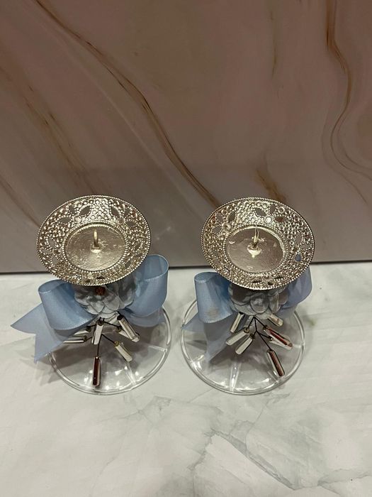 Świecznik Ozdobny Dwa Zeleznobrodske Sklo, Czechosłowacja