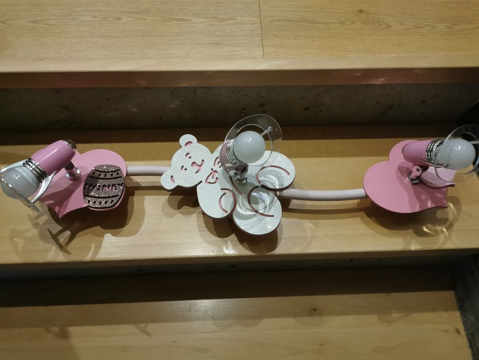 Lampa sufitowa Honey miś serca różowa