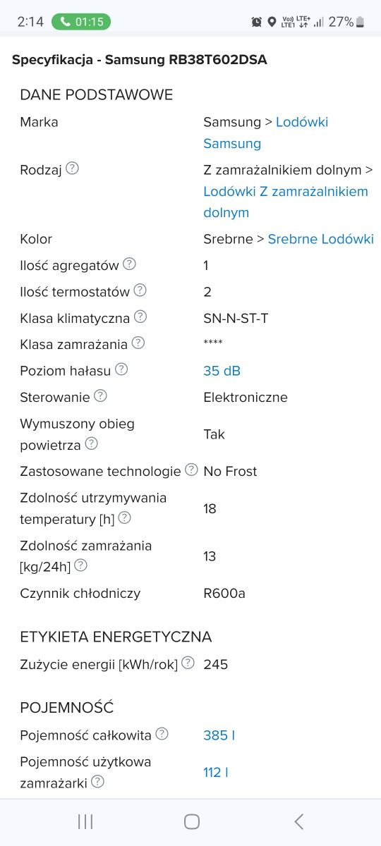 Lodówko zamrażarka lodówka Samsung