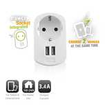 ULTIMO! Carregador Ewent USB AC 2 Portas 15.5W 3.1A Shuko Branco