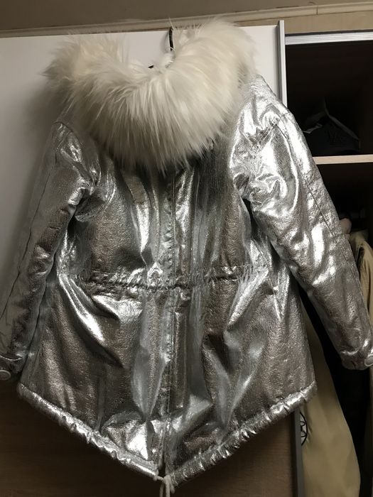 Парка зимова срібна дуже тепла на меху
