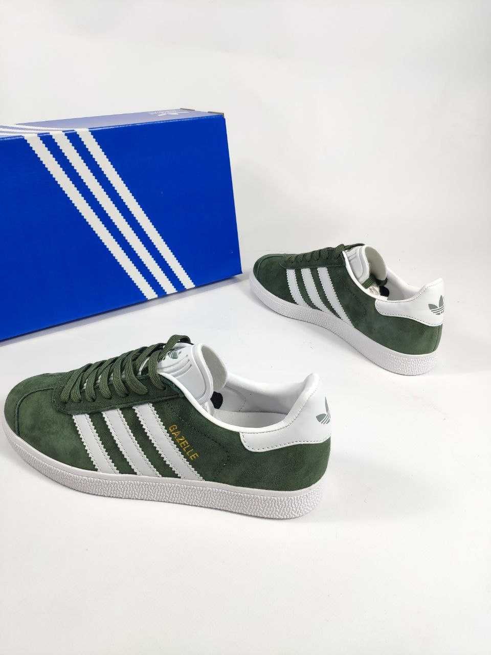 Чоловічі кросівки Adidas Gazelle (зелено-білі) D425 розмір 43 ЗНИЖКА