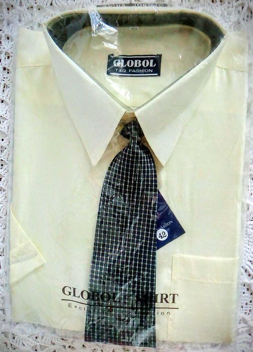 Nowa Koszula Męska Globol T&O r. 42 krótki rękaw z krawatem.