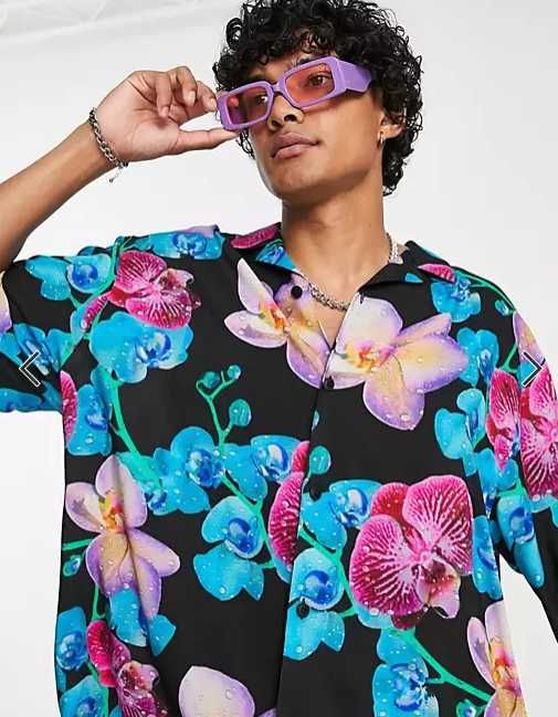 Рубашка/гавайка ASOS - Oversized Boxi-fit Floral Shirt