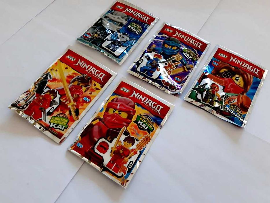Lego Ninjago Masters of Spinjitzu 5 Foil Packs 2016 e 2017 selados