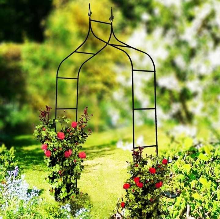 Pergola Ogrodowa Uchwyt Na Kwiaty Bluszcz Róże Łuk 240 x 150cm Metal