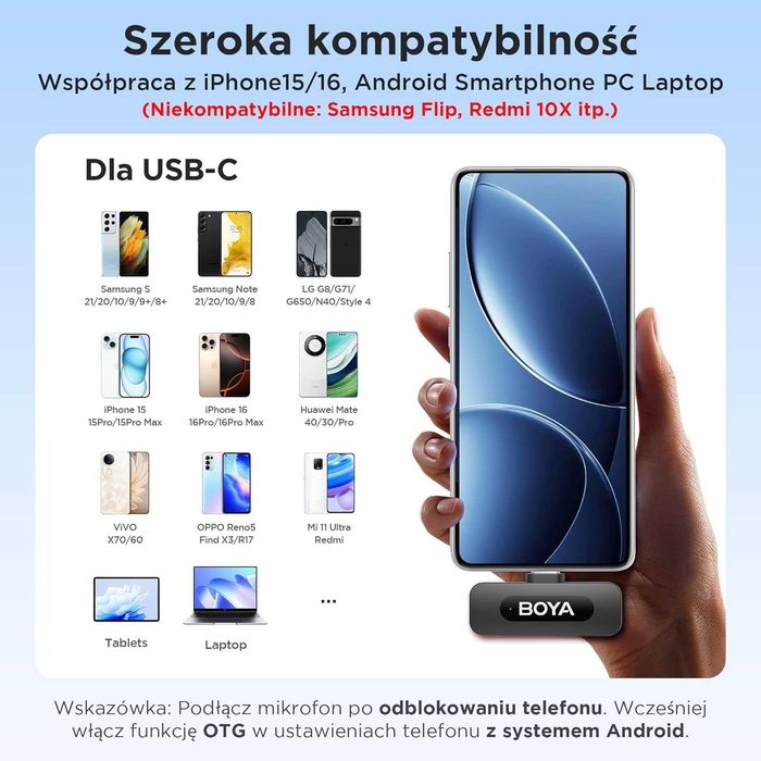 Mikrofon dynamiczny BOYA BY-V20 krawatowy