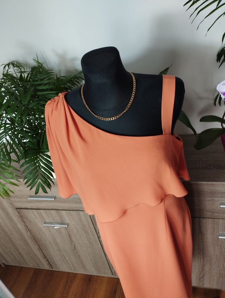 Vissavi sukienka damska elegancka pomarańczowa lato wesele r.XL