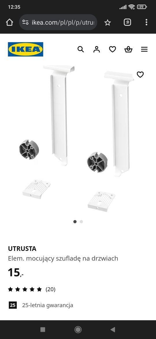 IKEA UTRUSTA Elem. mocujący szufladę na drzwiach
15,-