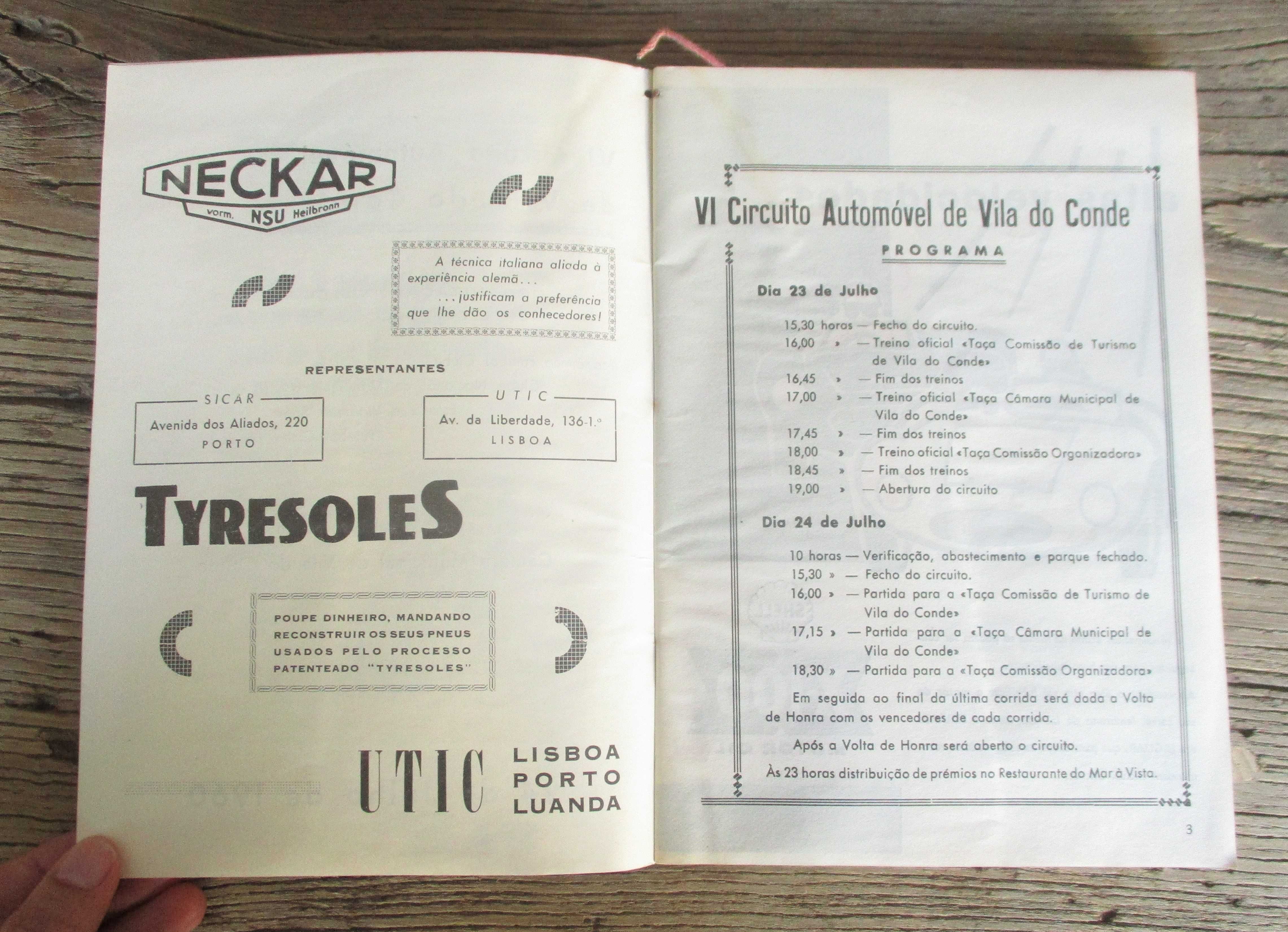 Raro Programa VI Circuito Automóvel de Vila do Conde de 1960