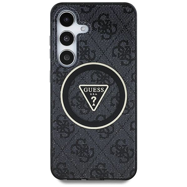 Etui Guess 4G Glitter Triangle Buttons MagSafe do Samsung Galaxy S25 P
