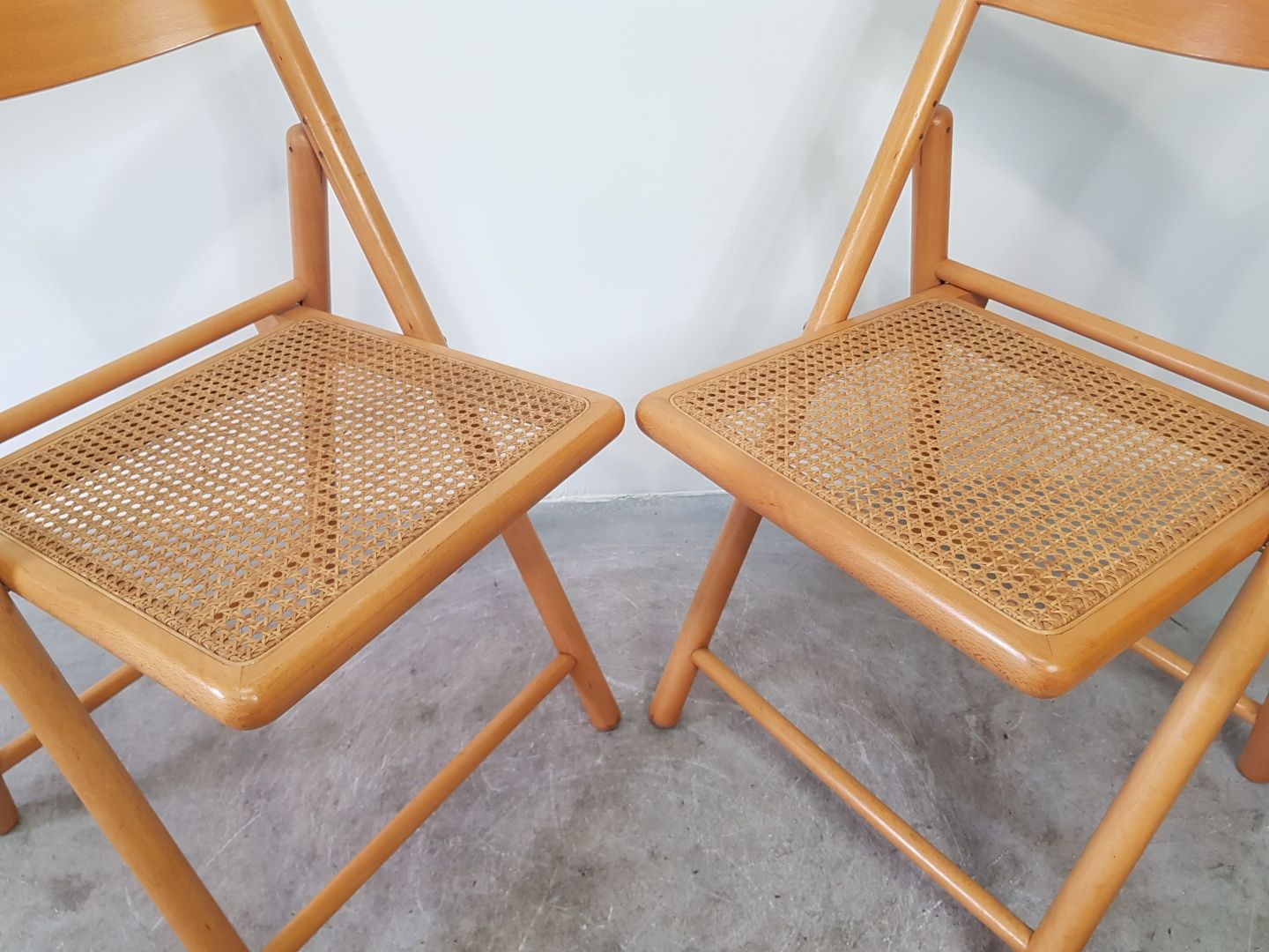 Krzesła Składane Rafia Rattan Marcel Breuer Vintage - 2 sztuki