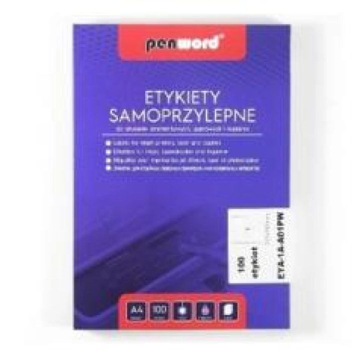 Etykiety samoprzylepne A4/100K 1x210x297mm Penword ,312x226 mm